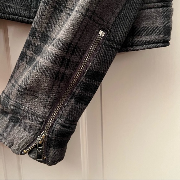American Eagle Outfitters Grey Plaid Moto Style Zip up Jacket Small - Picture 6 of 10